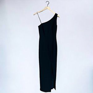 Yves Cossette Depeche Mode I Vintage 90s One Shoulder Black Maxi Bodycon Dress